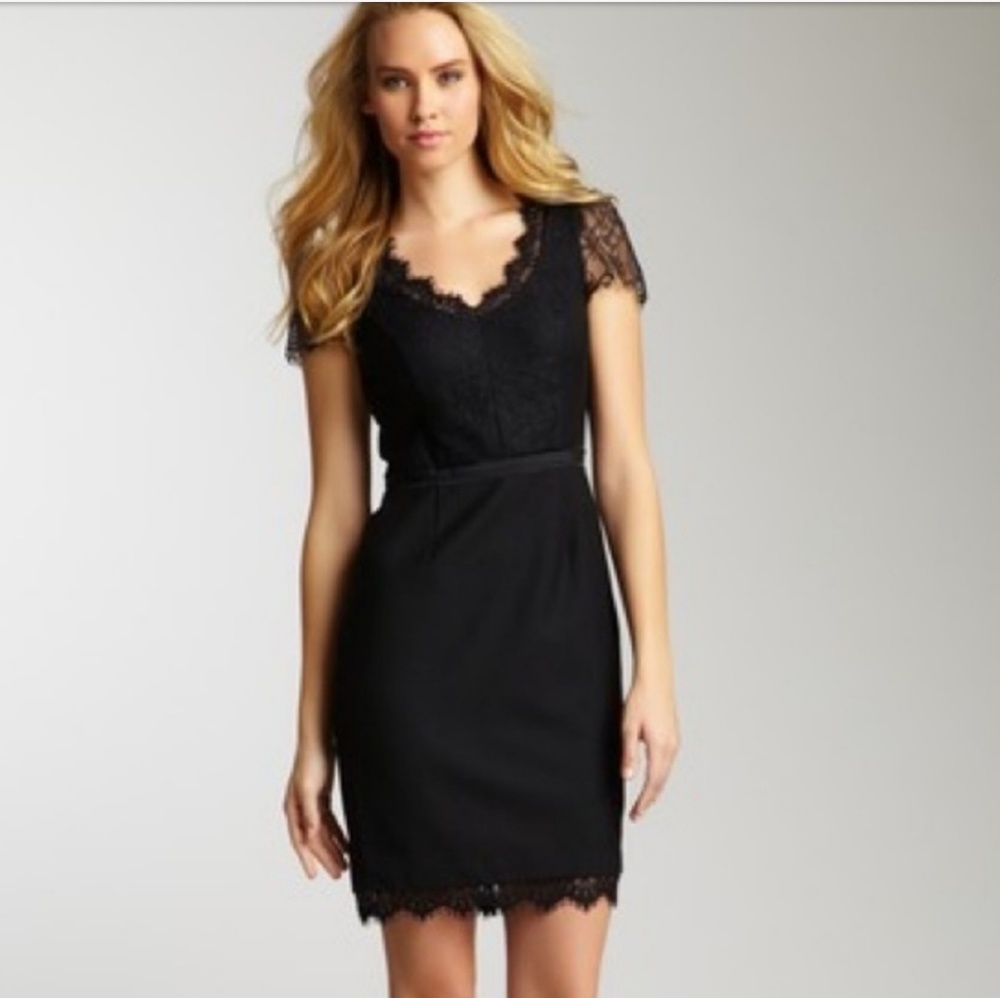 Rebecca Taylor Black Lace Combo Dress Size 0